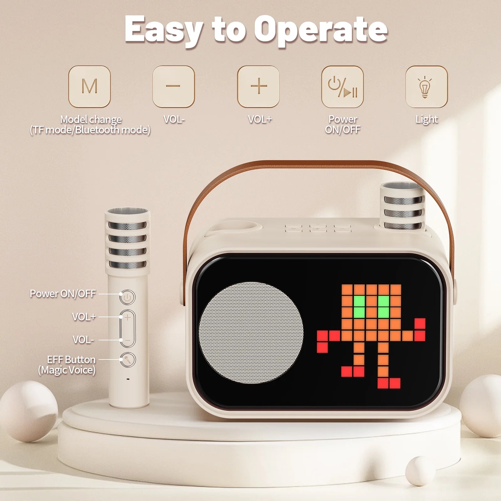 Karaoke Machine for Kids, Kids Karaoke Machine, 15+ Animation Modes, Kids Toy Gift
