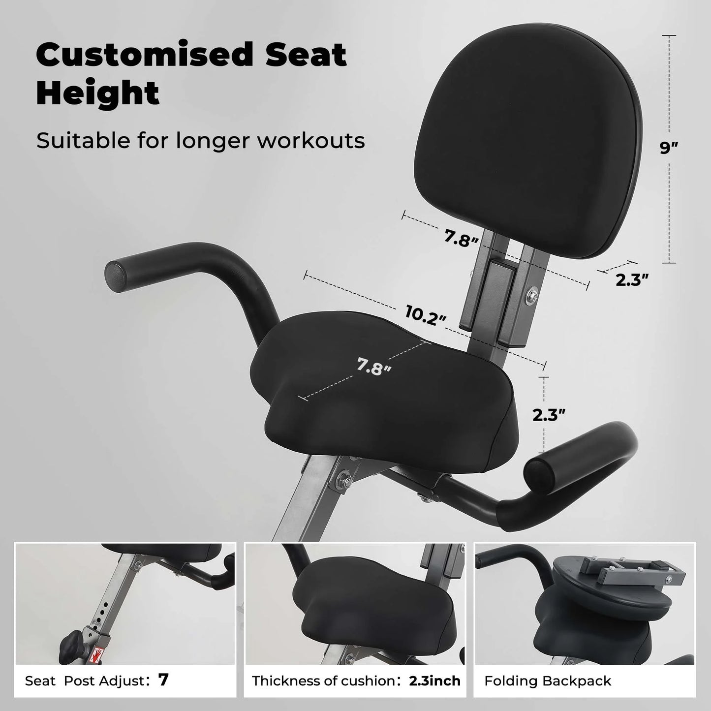 Bicicleta De Ejercicio Plegable 4 En 1 Magnética Estacionaria Recumbent Bike Resistencia De 10 Niveles Para Uso En El Hogar Con Bandas De Resistencia Para Brazos