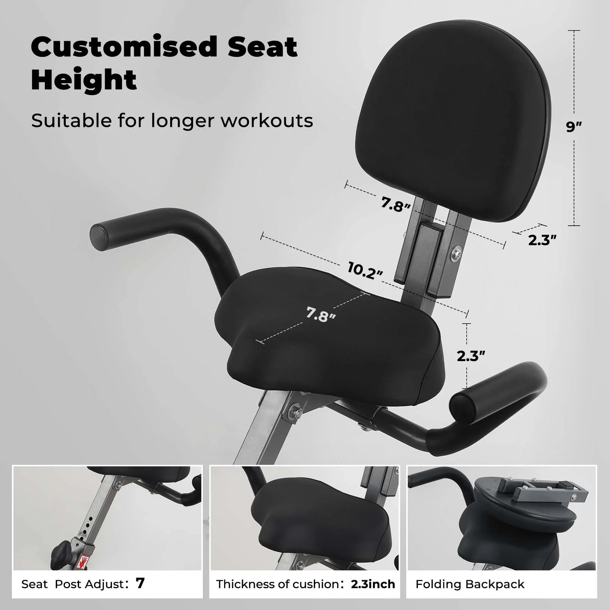Bicicleta De Ejercicio Plegable 4 En 1 Magnética Estacionaria Recumbent Bike Resistencia De 10 Niveles Para Uso En El Hogar Con Bandas De Resistencia Para Brazos